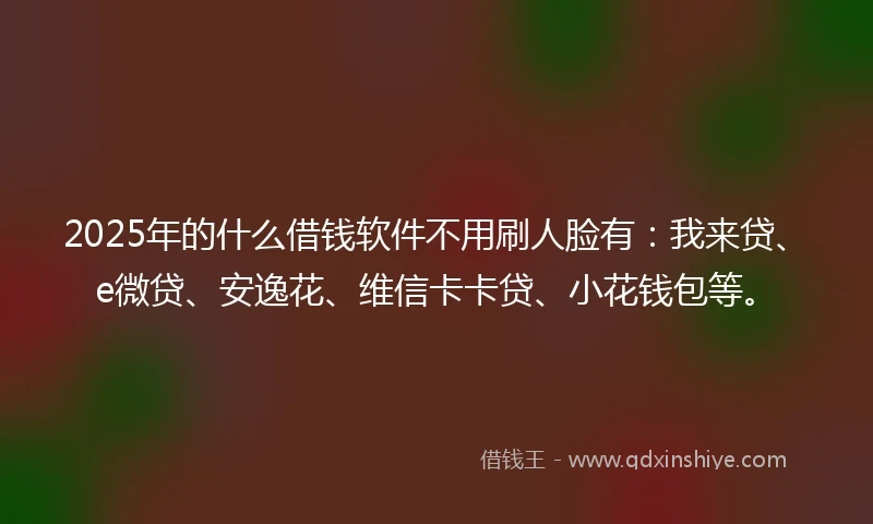 2025年的什么借钱软件不用刷人脸有：我来贷、e微贷、安逸花、维信卡卡贷、小花钱包等。