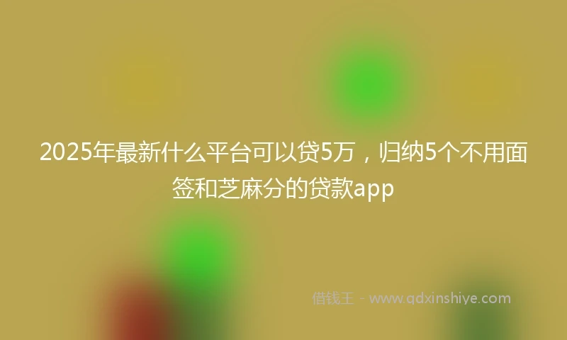 2025年最新什么平台可以贷5万，归纳5个不用面签和芝麻分的贷款app