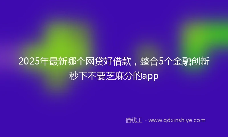 2025年最新哪个网贷好借款，整合5个金融创新秒下不要芝麻分的app