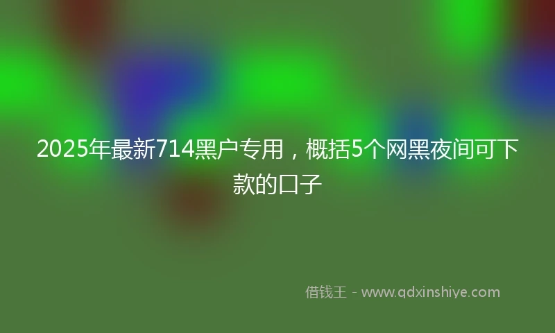 2025年最新714黑户专用，概括5个网黑夜间可下款的口子