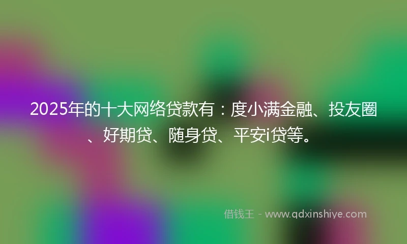 2025年的十大网络贷款有：度小满金融、投友圈、好期贷、随身贷、平安i贷等。