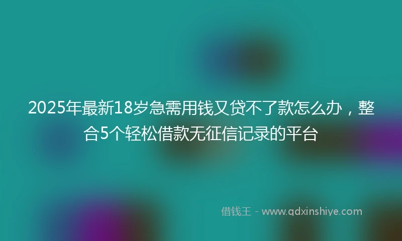 2025年最新18岁急需用钱又贷不了款怎么办，整合5个轻松借款无征信记录的平台