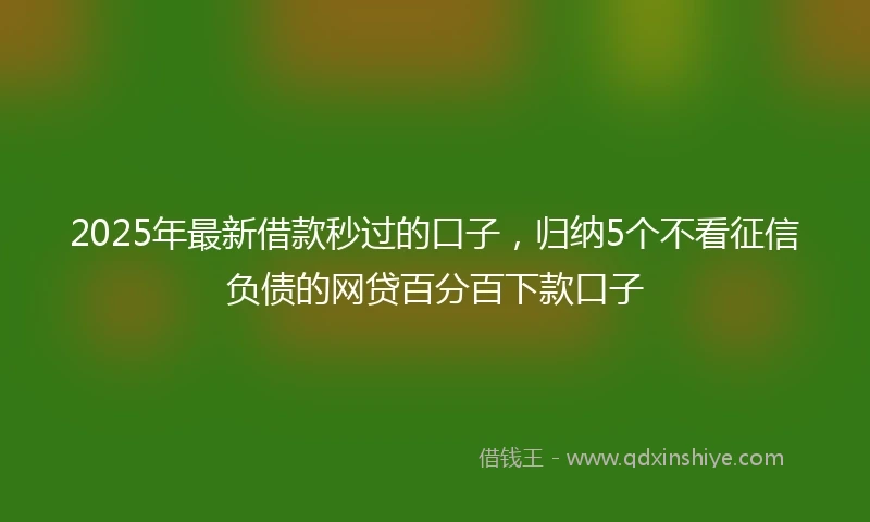 2025年最新借款秒过的口子，归纳5个不看征信负债的网贷百分百下款口子