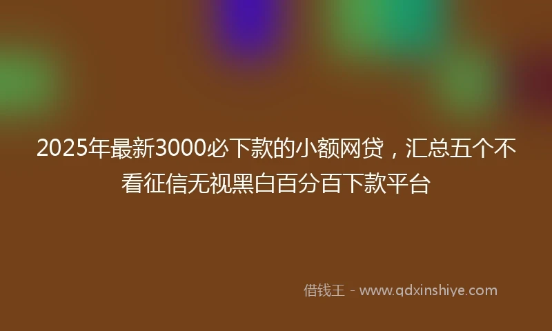2025年最新3000必下款的小额网贷，汇总五个不看征信无视黑白百分百下款平台