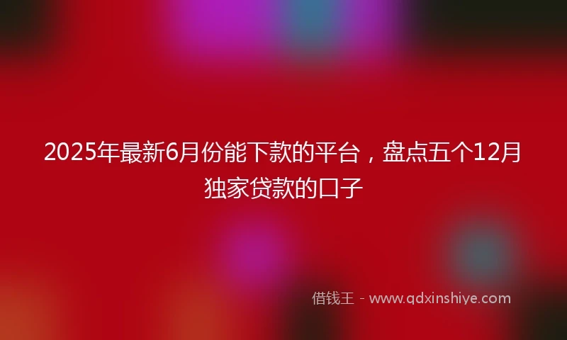 2025年最新6月份能下款的平台，盘点五个12月独家贷款的口子
