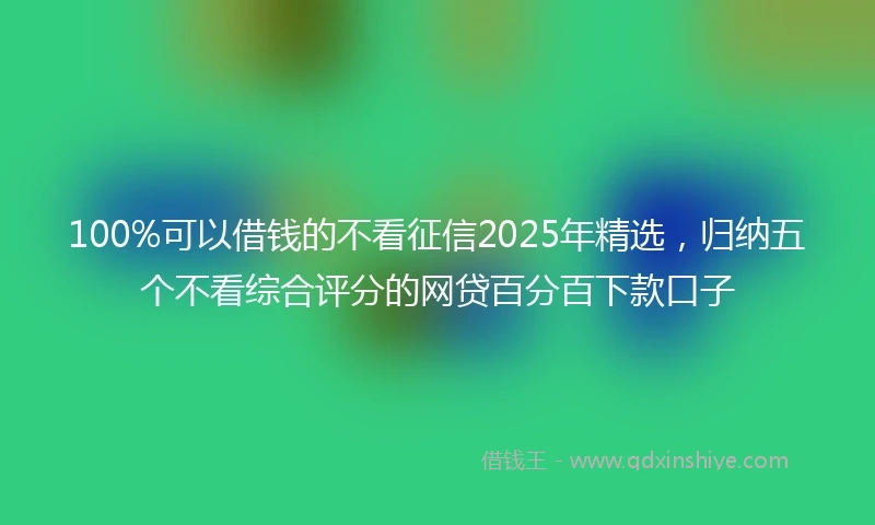 100%可以借钱的不看征信2025年精选，归纳五个不看综合评分的网贷百分百下款口子