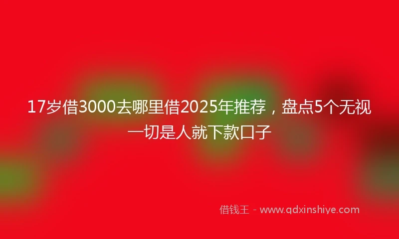 17岁借3000去哪里借2025年推荐，盘点5个无视一切是人就下款口子