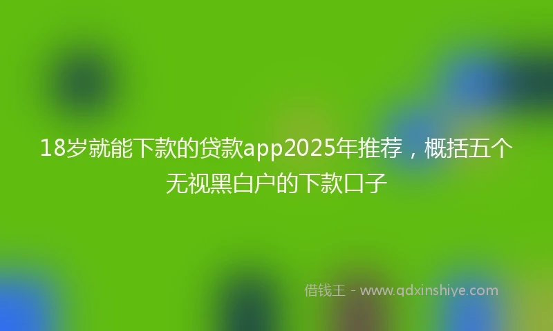 18岁就能下款的贷款app2025年推荐，概括五个无视黑白户的下款口子