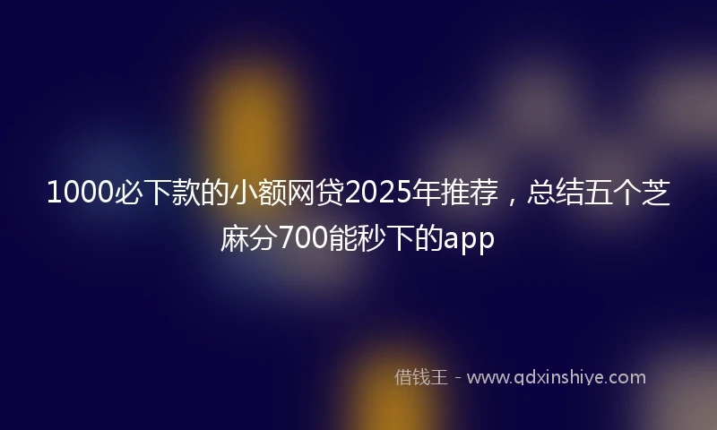 1000必下款的小额网贷2025年推荐，总结五个芝麻分700能秒下的app