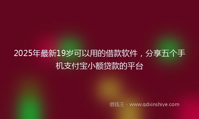 2025年最新19岁可以用的借款软件，分享五个手机支付宝小额贷款的平台