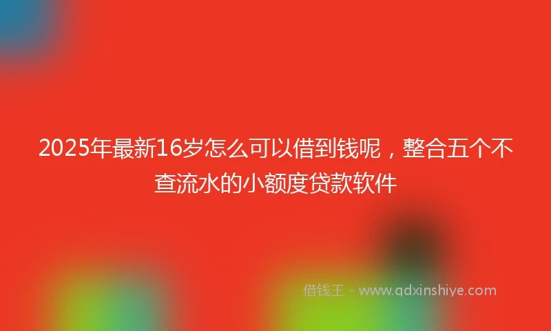 2025年最新16岁怎么可以借到钱呢，整合五个不查流水的小额度贷款软件