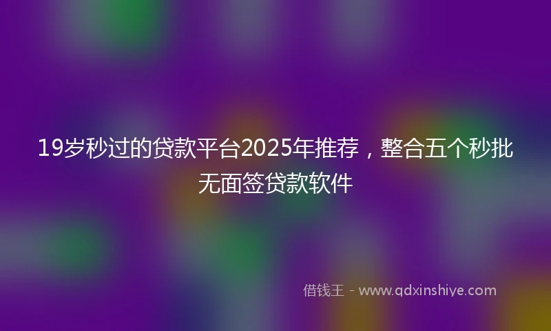 19岁秒过的贷款平台2025年推荐，整合五个秒批无面签贷款软件