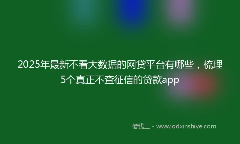 2025年最新不看大数据的网贷平台有哪些，梳理5个真正不查征信的贷款app