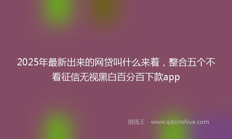 2025年最新出来的网贷叫什么来着，整合五个不看征信无视黑白百分百下款app