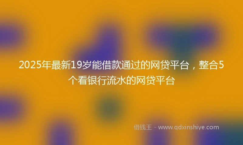 2025年最新19岁能借款通过的网贷平台，整合5个看银行流水的网贷平台