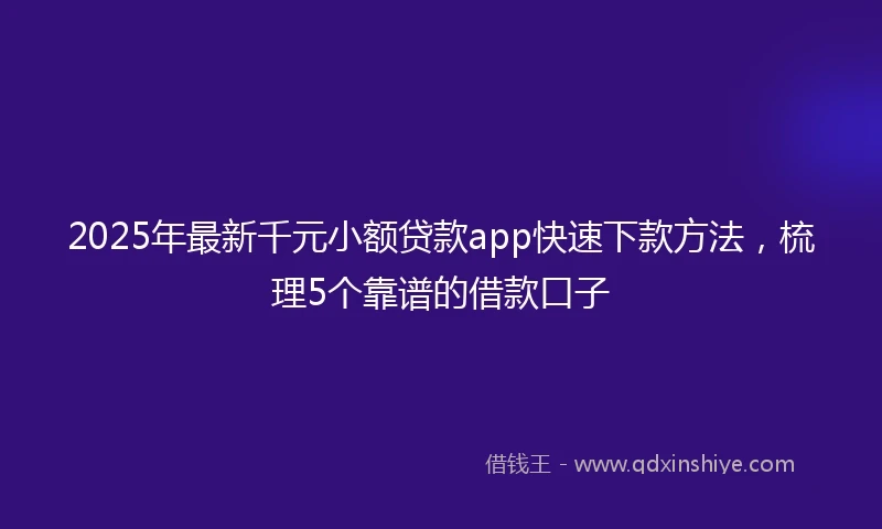 2025年最新千元小额贷款app快速下款方法，梳理5个靠谱的借款口子