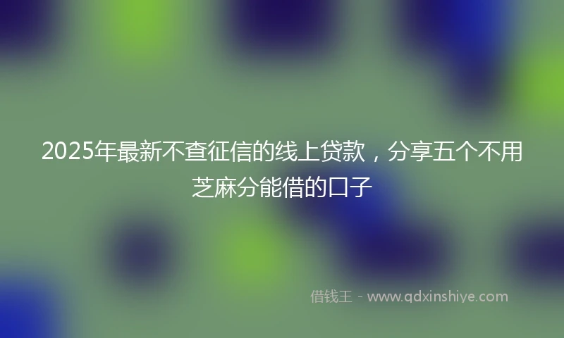 2025年最新不查征信的线上贷款，分享五个不用芝麻分能借的口子