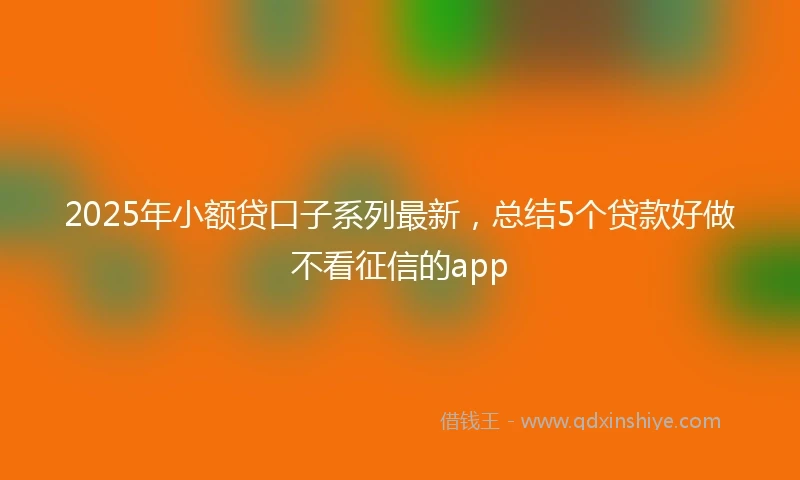 2025年小额贷口子系列最新，总结5个贷款好做不看征信的app