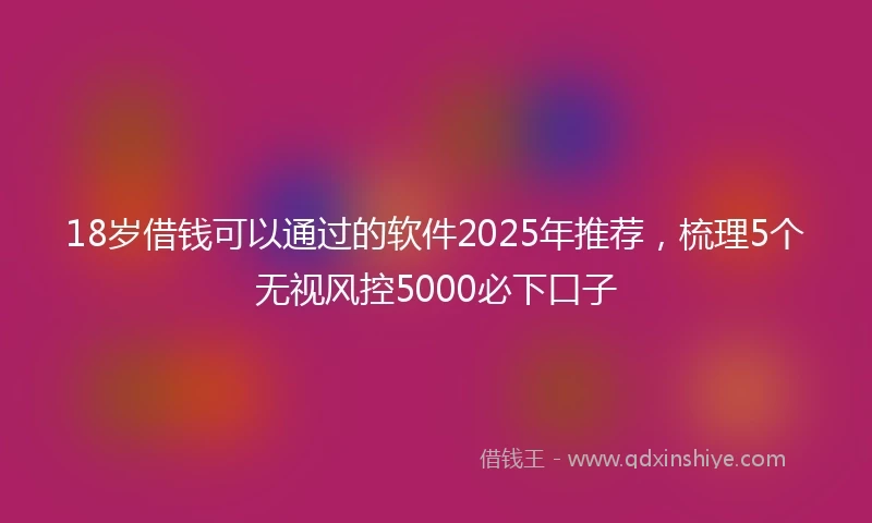 18岁借钱可以通过的软件2025年推荐，梳理5个无视风控5000必下口子