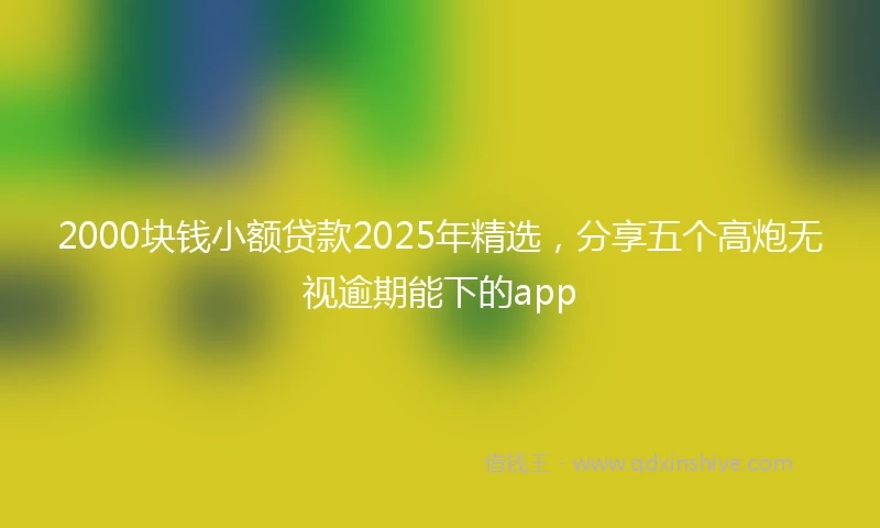 2000块钱小额贷款2025年精选，分享五个高炮无视逾期能下的app