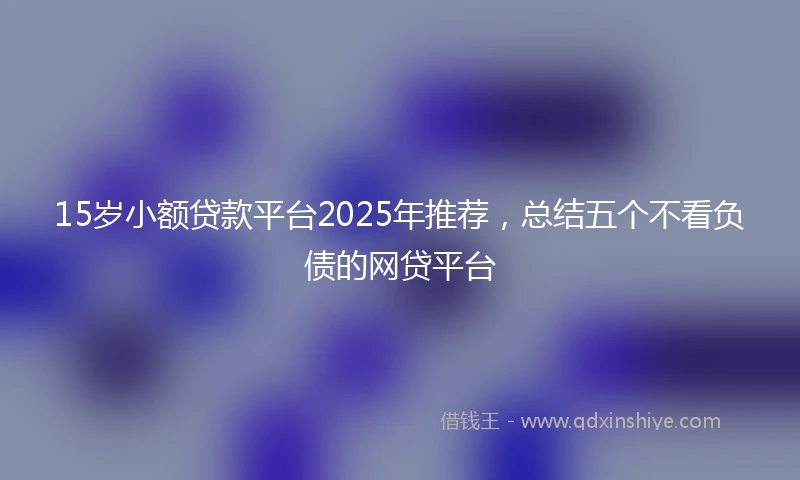 15岁小额贷款平台2025年推荐，总结五个不看负债的网贷平台