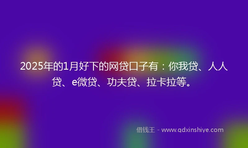 2025年的1月好下的网贷口子有：你我贷、人人贷、e微贷、功夫贷、拉卡拉等。