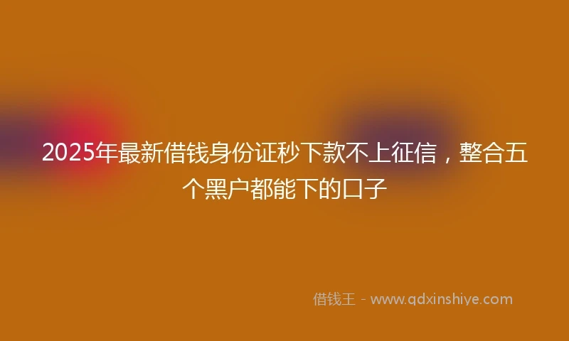 2025年最新借钱身份证秒下款不上征信，整合五个黑户都能下的口子