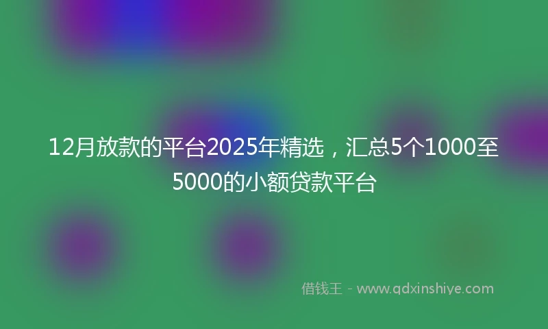 12月放款的平台2025年精选，汇总5个1000至5000的小额贷款平台