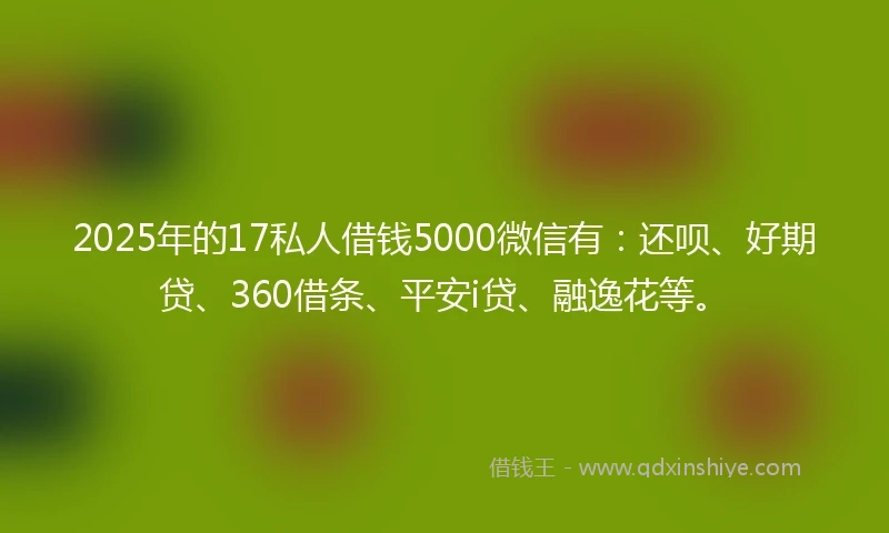 2025年的17私人借钱5000微信有：还呗、好期贷、360借条、平安i贷、融逸花等。