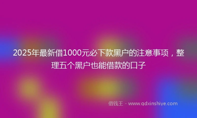 2025年最新借1000元必下款黑户的注意事项，整理五个黑户也能借款的口子