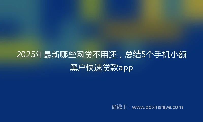 2025年最新哪些网贷不用还，总结5个手机小额黑户快速贷款app