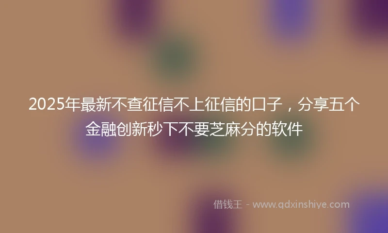 2025年最新不查征信不上征信的口子，分享五个金融创新秒下不要芝麻分的软件