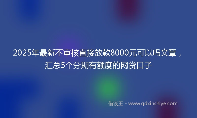 2025年最新不审核直接放款8000元可以吗文章，汇总5个分期有额度的网贷口子