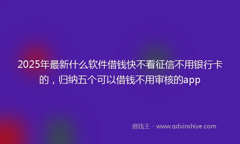 2025年最新什么软件借钱快不看征信不用银行卡的，归纳五个可以借钱不用审核的app