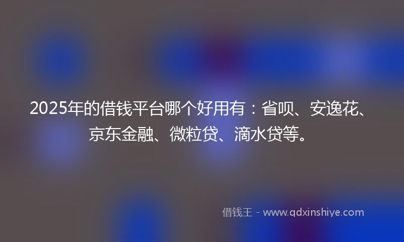 2025年的借钱平台哪个好用有：省呗、安逸花、京东金融、微粒贷、滴水贷等。