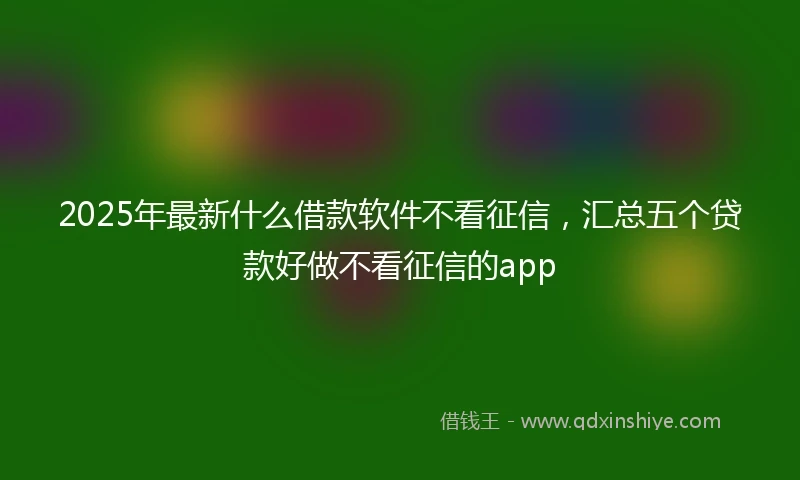2025年最新什么借款软件不看征信，汇总五个贷款好做不看征信的app