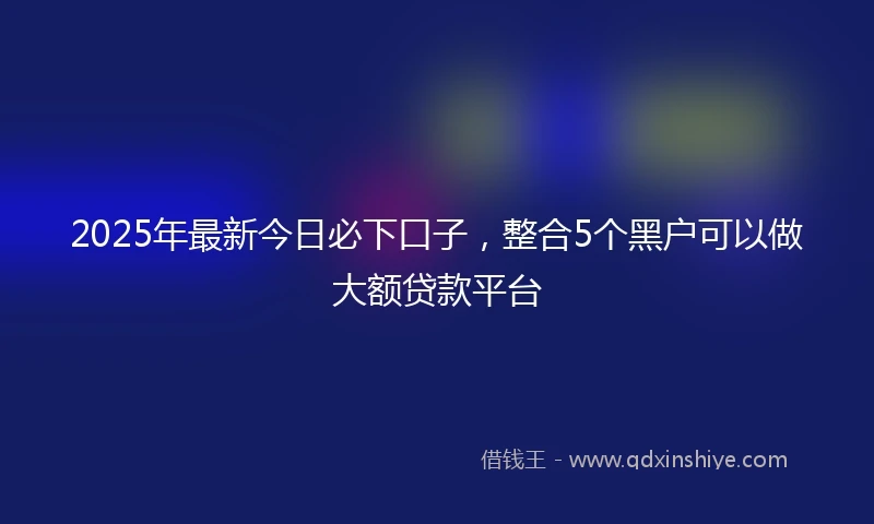 2025年最新今日必下口子，整合5个黑户可以做大额贷款平台
