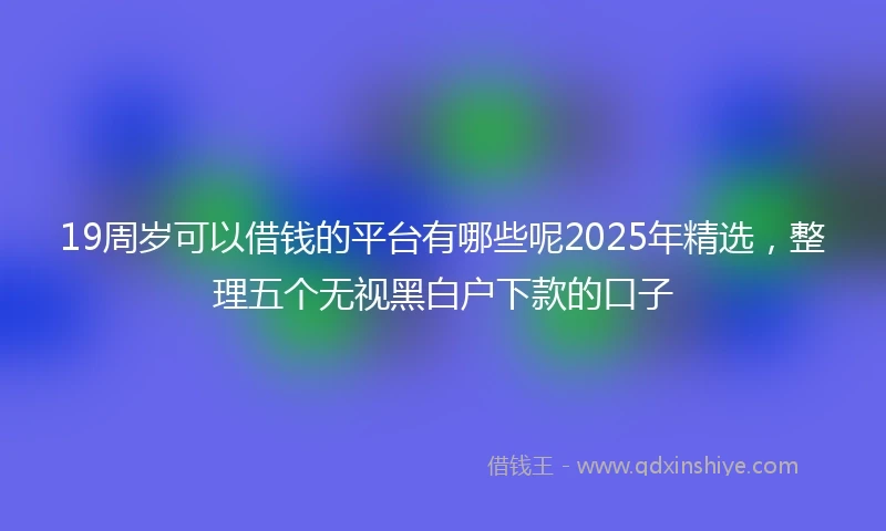 19周岁可以借钱的平台有哪些呢2025年精选，整理五个无视黑白户下款的口子