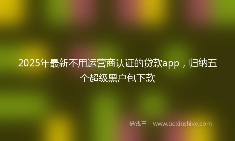 2025年最新不用运营商认证的贷款app，归纳五个超级黑户包下款