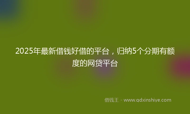 2025年最新借钱好借的平台，归纳5个分期有额度的网贷平台