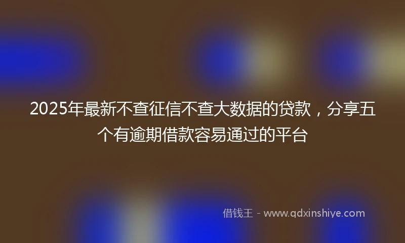 2025年最新不查征信不查大数据的贷款，分享五个有逾期借款容易通过的平台