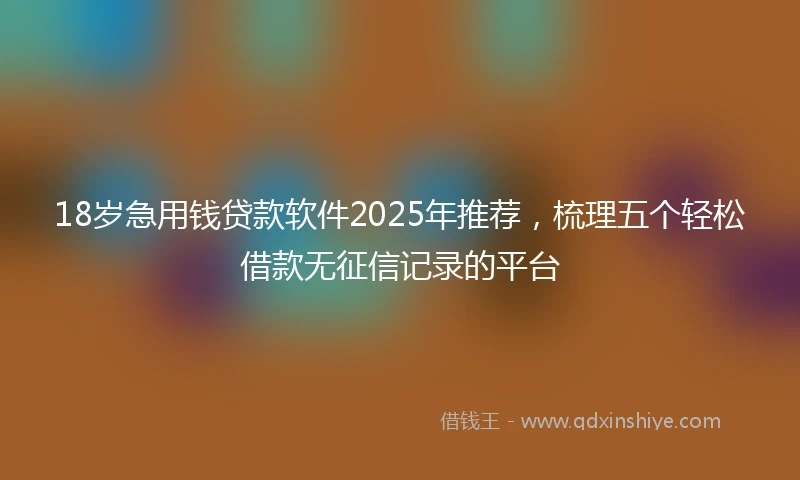 18岁急用钱贷款软件2025年推荐，梳理五个轻松借款无征信记录的平台