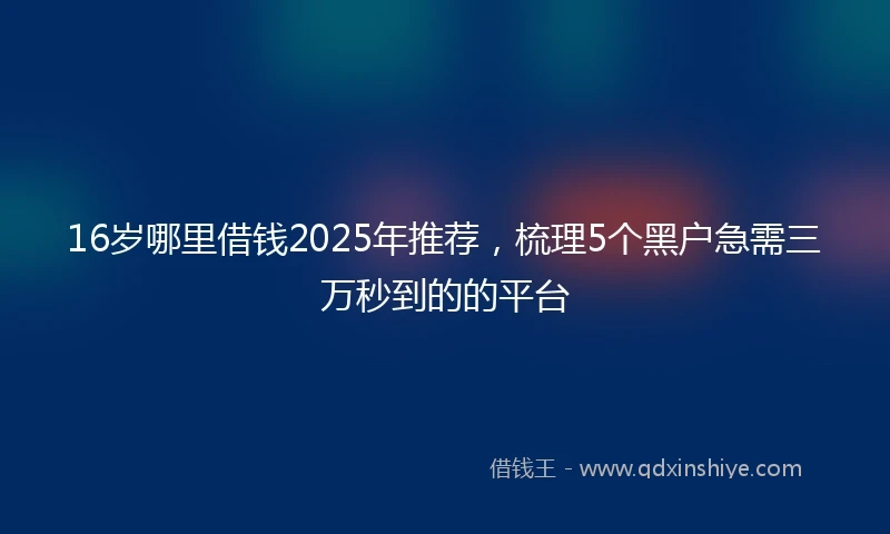 16岁哪里借钱2025年推荐，梳理5个黑户急需三万秒到的的平台