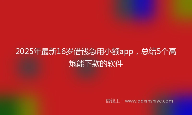 2025年最新16岁借钱急用小额app，总结5个高炮能下款的软件