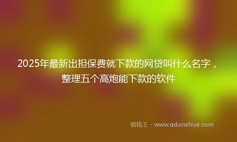 2025年最新出担保费就下款的网贷叫什么名字，整理五个高炮能下款的软件
