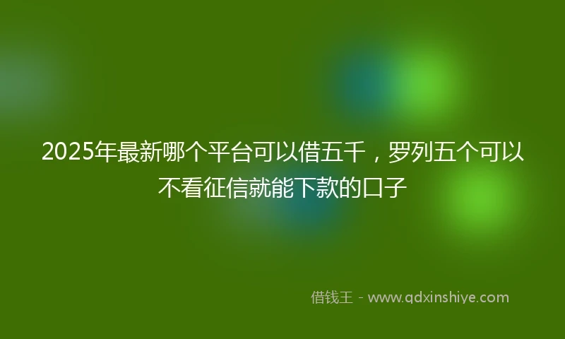 2025年最新哪个平台可以借五千，罗列五个可以不看征信就能下款的口子