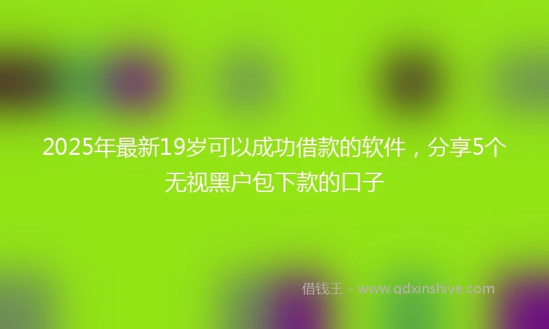 2025年最新19岁可以成功借款的软件，分享5个无视黑户包下款的口子