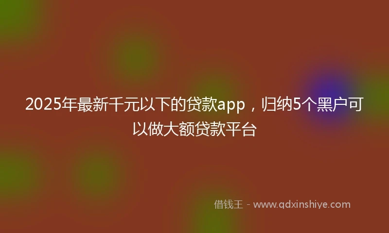 2025年最新千元以下的贷款app，归纳5个黑户可以做大额贷款平台