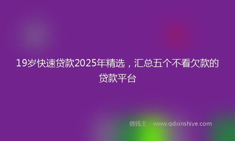 19岁快速贷款2025年精选，汇总五个不看欠款的贷款平台