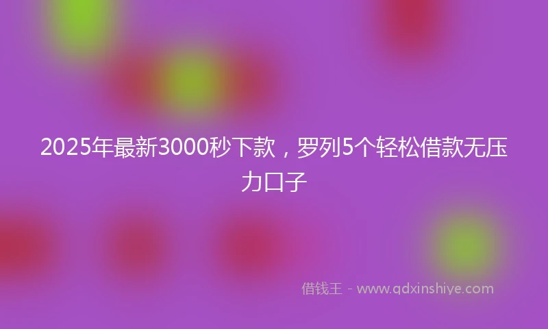 2025年最新3000秒下款，罗列5个轻松借款无压力口子